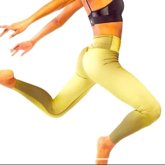 Fierce + Regal The Airbrush Leggings Green Army Yellow Chartreuse Small 7/8 - Picture 5 of 7